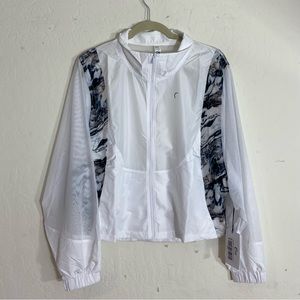 Zyia Active White Marble Mesh Jacket Women Large Lightweight Foldable Style 1649